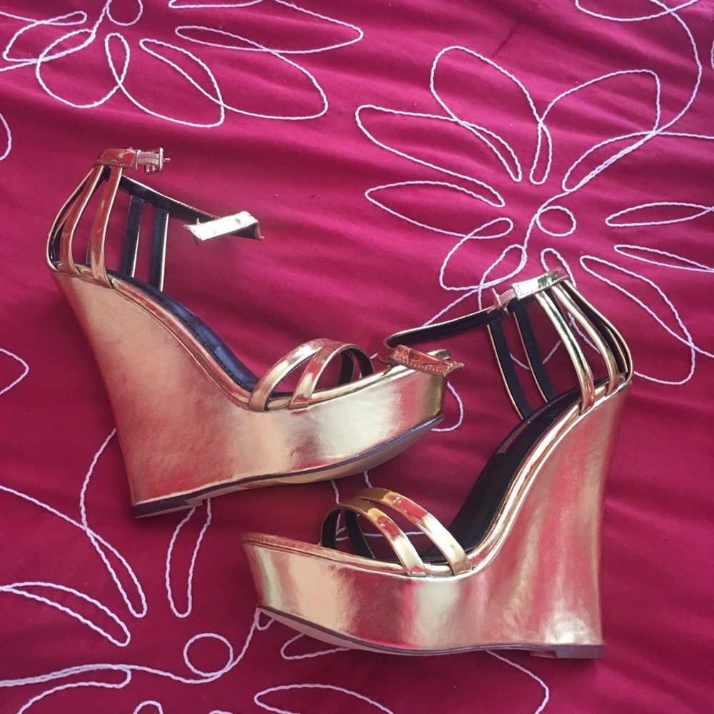 Gold Wedge heel sandals